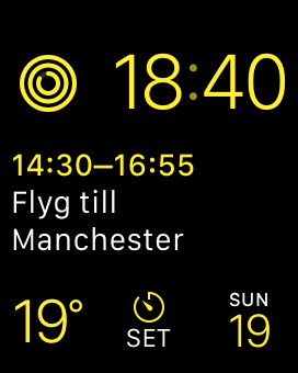 Screenshot: calendar on watch face